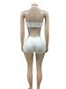 Europäisches & Amerikanisches Schlank geschnittenes Neckholder Bandeau Shorts Mode Set für Damen