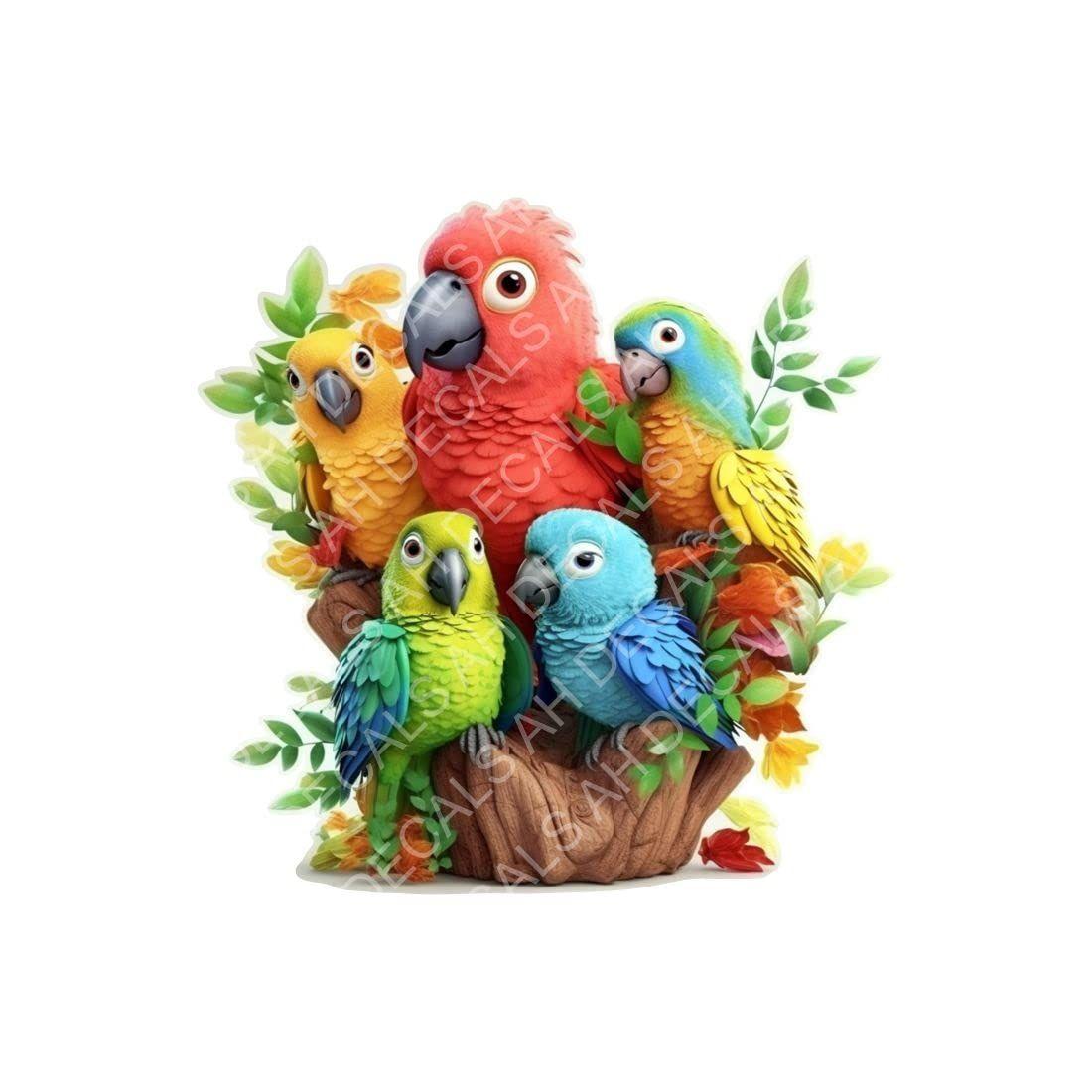 

Красивая многоцветная наклейка на стену с попугаем для детской комнаты, домашний декор (60x60cm)