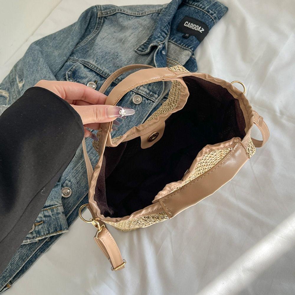 Bohemian Style Beach Bag Large Capacity Raffia Shoulder Bag Fashion Weave Straw Bag  Travel
