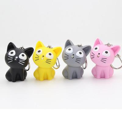 Kreslený LED Sýrová Kočka Klíčenka Přívěsek Dárek