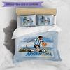 Set Biancheria da Letto Stampata Calcio Argentina 3 Pezzi Copriletto Traspirante Accogliente come Regalo per Inaugurazione Casa o Festa