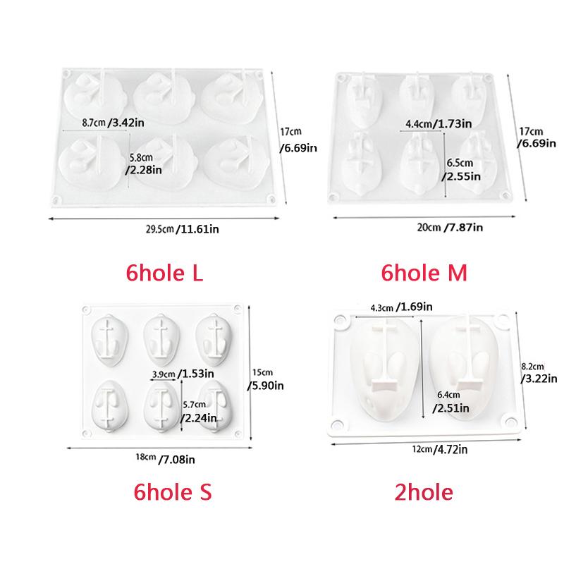 Silicone Rabbit Mold Easter Fondant Bunny Mold Chocolate Cake Mold 6-cavity Mousse Cake Decoration Baking Mold DIY Candle Model