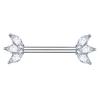 1 Peça Barra de Titânio para Mamilo com Argola Cristal CZ Banhada a Ouro com Escudo Pendurado Barra para Mulheres Piercing de Mamilo com Rosca Interna