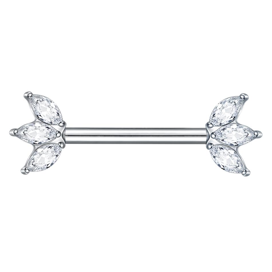 1 Peça Barra de Titânio para Mamilo com Argola Cristal CZ Banhada a Ouro com Escudo Pendurado Barra para Mulheres Piercing de Mamilo com Rosca Interna