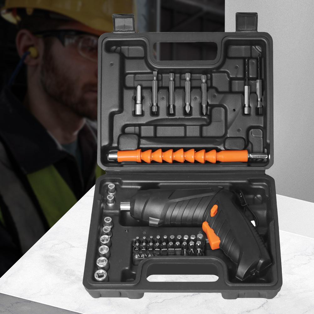 Cordless Screwdriver with Driver Bit Set Rechargeable Electric Screwdriver with Rotating Handle LED Light