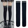 Fashion Punk Elastic Black Knee High Spike Rivet Decoration Border Subculture Y2K Streetwear Knee High Socks Long Tube Stockings