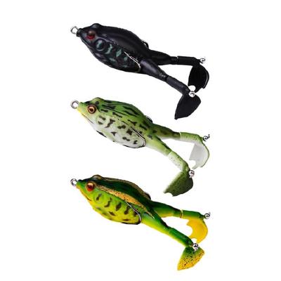 3Pcs Soft Fishing Lures Propeller 3D Fishing Baits Frogs Topwater Swimming Lures Double Hook Frogs Baits Artificial Baits