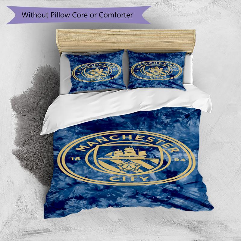 3pcs Duvet Cover Set (1*Duvet Cover + 2*Pillowcase, Without Core),Football team City FC Print Bedding Set, Bedroom Decor, All‑Season, Birthday Gift