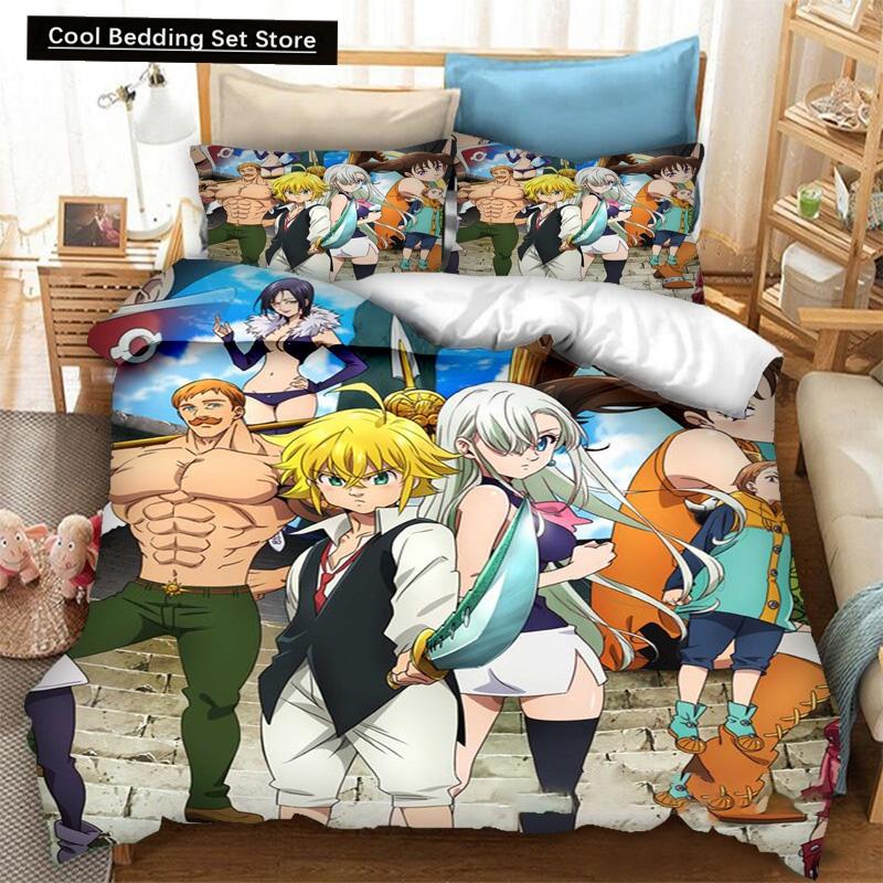 3D Print Anime The Seven Deadly Sins Bedding Set Boys Girls Twin Queen Size Duvet Cover Pillowcase Bed Kids Adult Home Textiles