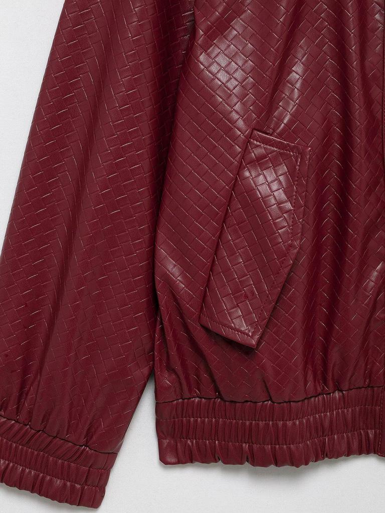 Spring 2025 Women's Faux Leather Bomber Jacket - European & American Style, Loose Fit