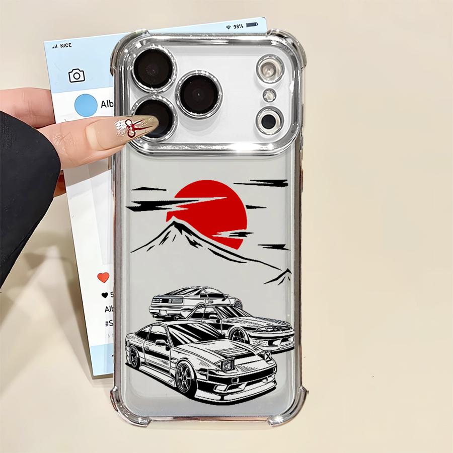 

Чехол для телефона iPhone 16 15 14 Plus 17 Air 13 12 11 Pro Max 16e Мягкий чехол Спортивный гоночный JDM Дрифт-автомобиль iPhone 12