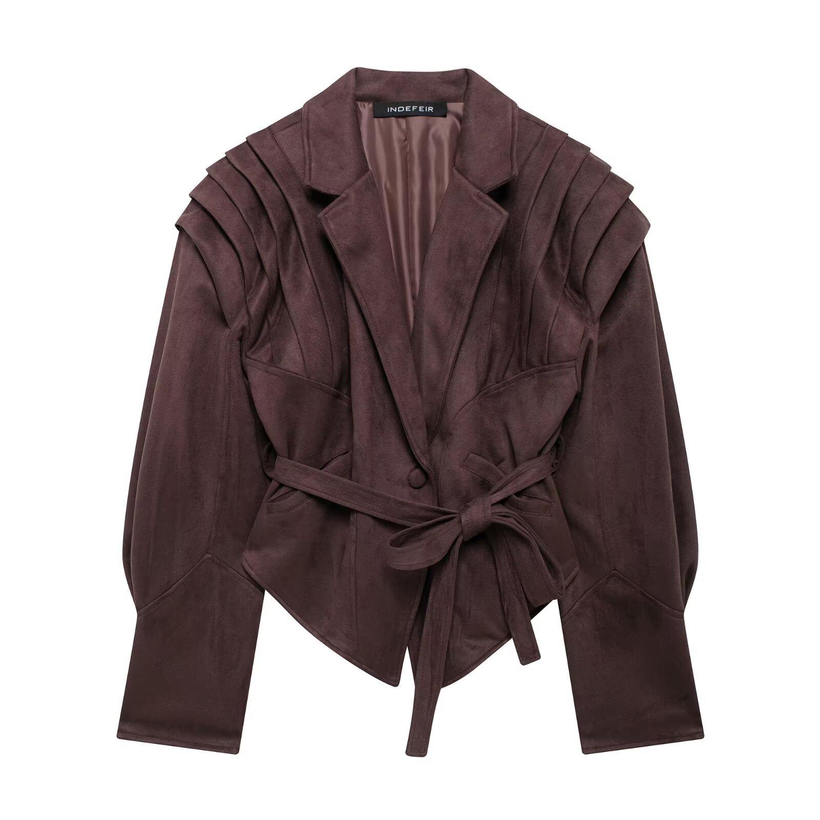 Fashion Retro Women Woolen Jacket Turn-down