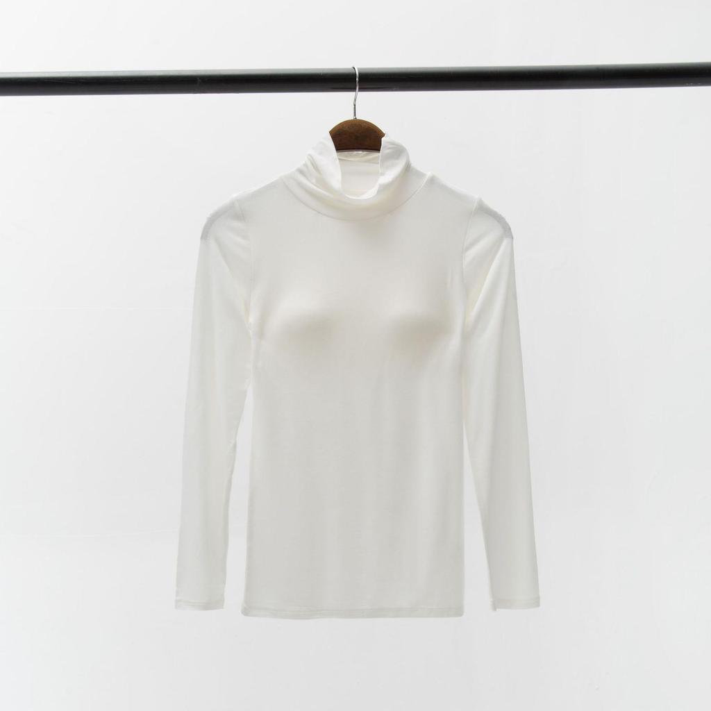 Modal Long-Sleeve Women's Base Shirt with Chest Pads, No Underwire, Integrated Cup, Autumn/Winter Outerwear & Sleepwear