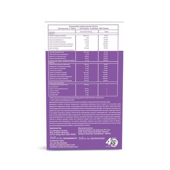 DR. MOREPEN Multivitamin Tabs for Women with Calcium, Vitamin D3 & 21 other Nutrients | Energy & Immunity Booster Supplement | 60 Tablets