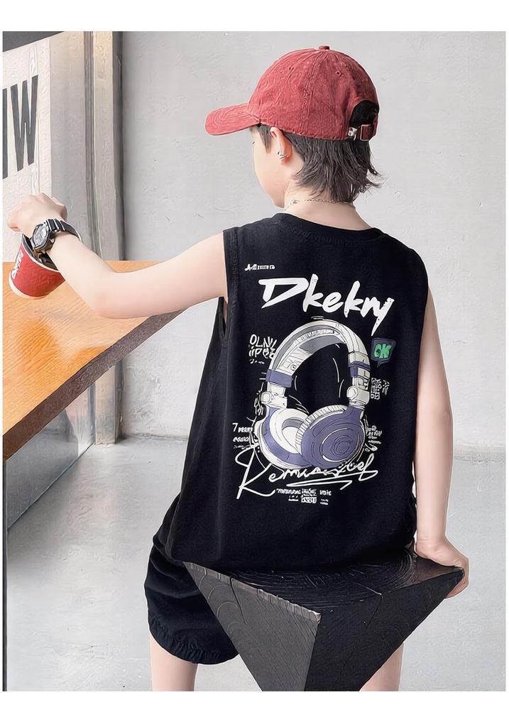 Teen Boys' Sleeveless Summer Set: Loose Vest & Shorts, Trendy Two-Piece Basketball Sportswear