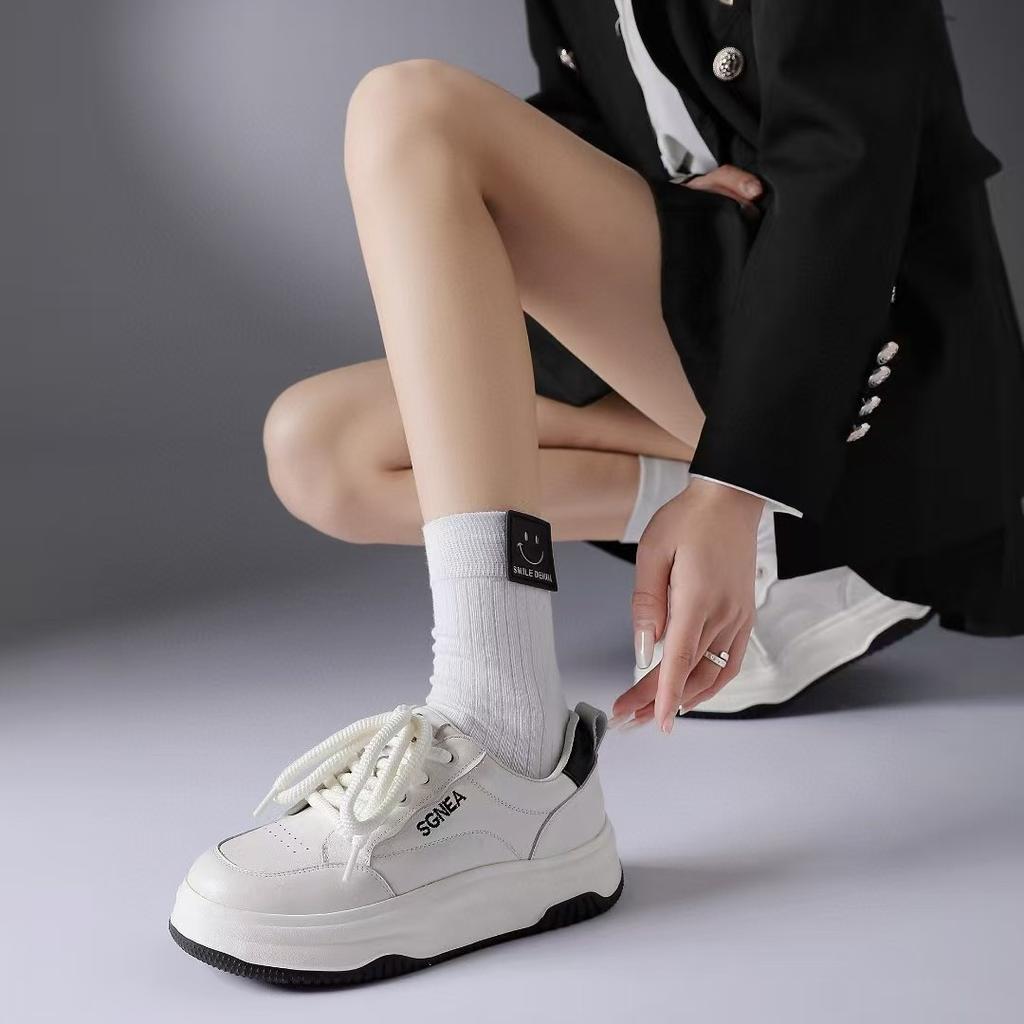 The first layer of cowhide little white shoes women's height-increasing single shoes new low-top casual shoes versatile thick-soled muffin board shoes
