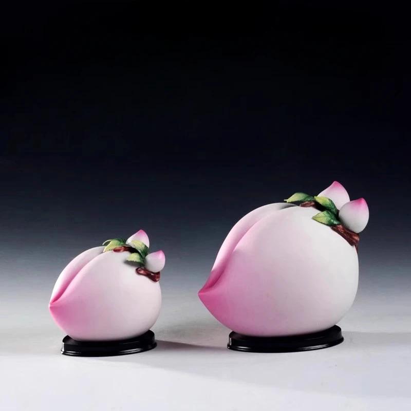 1PCS ceramic longevity peach ornaments living room table feng shui handicrafts birthday gifts for the elderly