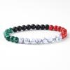 Multicolor Stone Bead Elastic Bracelet - Simple Fashion Accessory with National Flag Colors