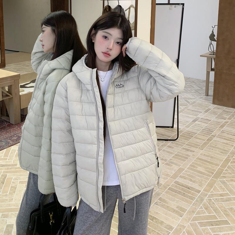 Cotton Coat Winter New Lightweight Cotton Coat Women's Hooded Rib Jacket Casual Slim Slimming Cotton Jacket for Women