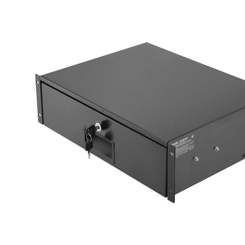 3U Rack Mount Drawer, 22.68 kg Max Load-Bearing, Lockable Server Cabinet Case, Sliding Drawer with Lock and Cable Management Holes, for Network