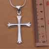 Wholesale 45CM 925 Sterling Silver Necklace Cute Wedding Party Women Lady Charms Chain Simple Fashion Cross