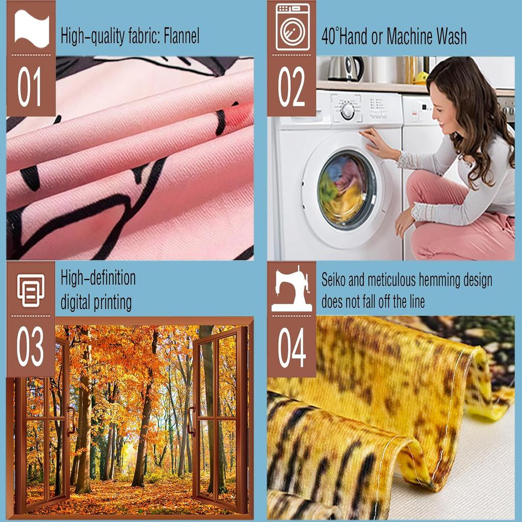 Seasonal Autumn Fall Forest Tapestry Wall Decor Mural Polyester Hanging Art Print Window View Nature Wallpaper Home Decoration