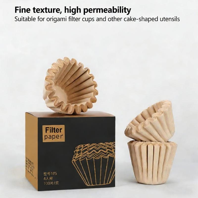 Pack Of 100 Pouring Over Coffee Filter Paper for Coffee Dripper Unbleached Filter Sheets For Home Brewing