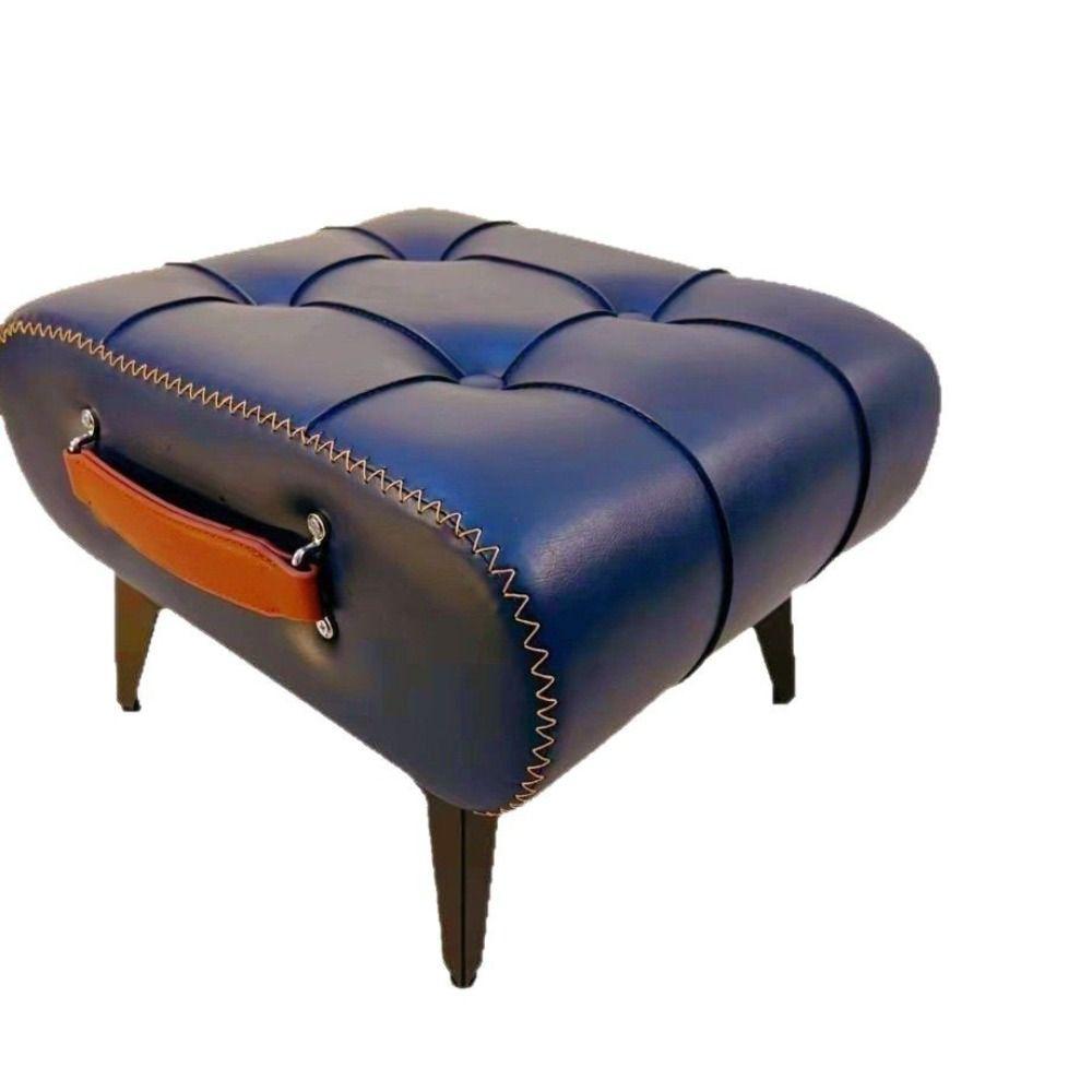 New Space Saving Foot Stool PU Leather Portable Shoe Changing Stool High Rebound with Handle Stool Chair Home