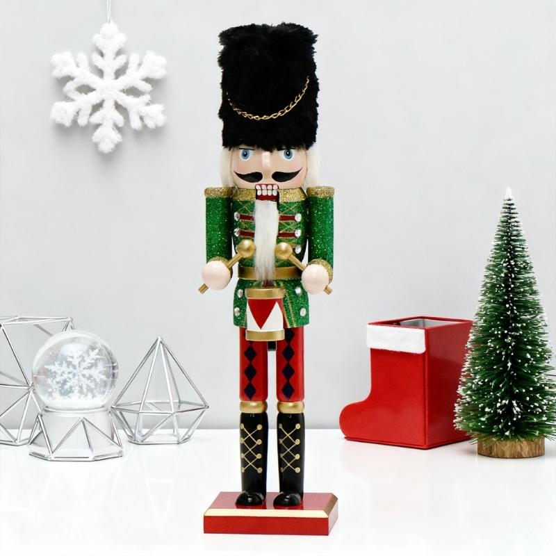 Christmas Nutcrackers Ornament Small Wooden Soldier Christmas Decorations Nutcrackers Figure Ornament for Table Shelf