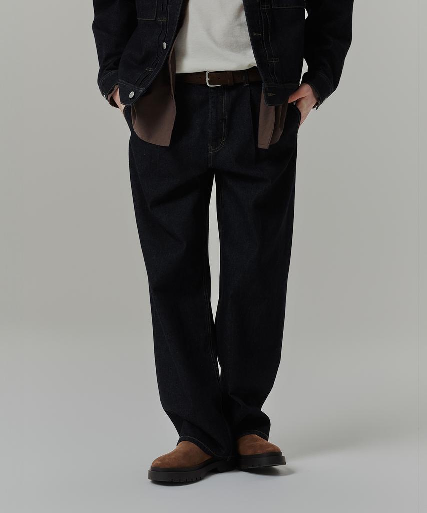 MINDBRIDGE Wide One-Tuck Low Denim Pants Mydp6154