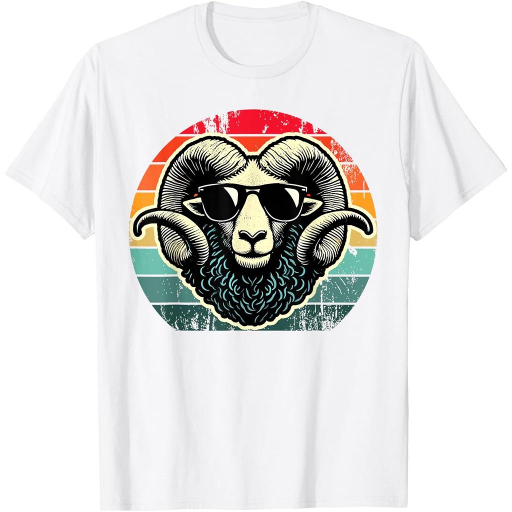 Retro Ram Head Graphic Tee Men Women Unisex Vintage Cool Animal T-Shirt