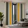 Set Of 2 Flat Printing Curtains Yellow Blue White Vertical Striped Pattern Us Style Polyester Fabric Windo Curtain With Rod Pocket