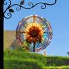Moon Wizard Wind Spinner with Colorful Flowers Mandala Metal Garden Decor for Patio Porch Yard No Power Needed Easy To Install Gift for Men Women