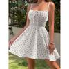 Small Summer New Arrival Fashion Style off-Neck Floral Tie-Neck Smocking Slim Fit Slimming Spaghetti Straps Dress Short Skirt