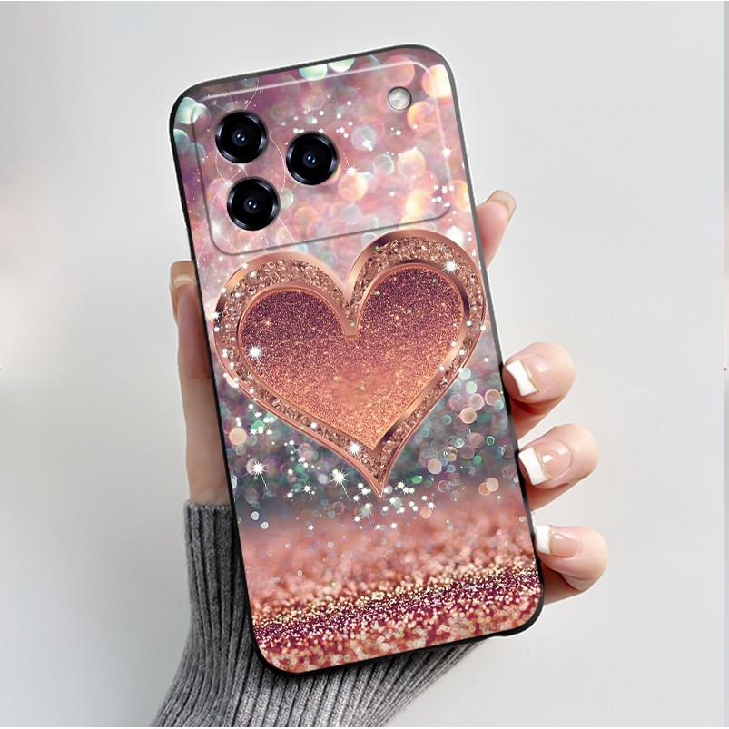 Printing Pattern Case For ZTE Blade A76 4G Z2474 Soft Silicone Black Shell Cover Cute Flower Cartoon Casing