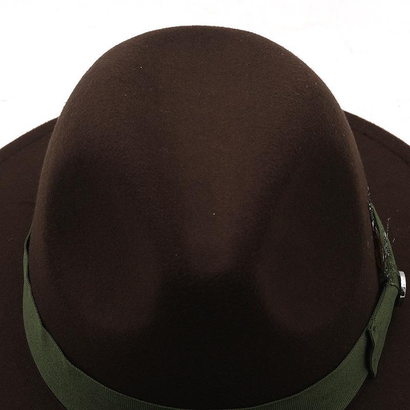 Brown British Style Jazz Feather Fedora Hat For Men And Women