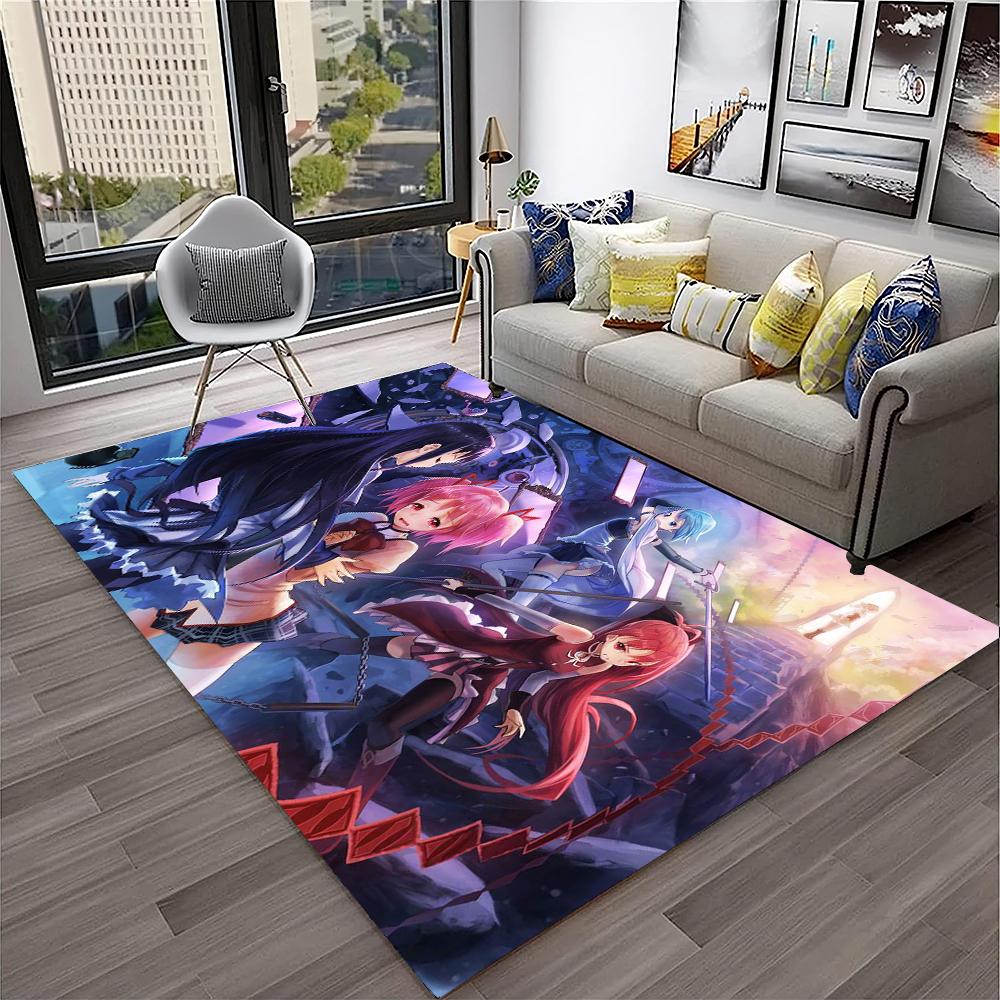 3D Cartoon Puella Magi Madoka Magica Carpet Rug for Home Living Room Bedroom Sofa Doormat Decor,kids Area Rug Non-slip Floor Mat
