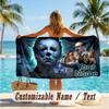 Custom Text Beach Towel, Soft Absorbent Swimming Multi-use TowelHalloween Michael Myers