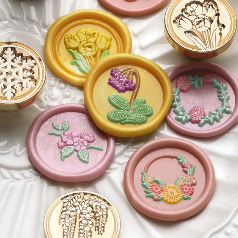 Vintage Seal Stamp Flower Embossed Wax Seal Stamp for Seal Envelope Card Party Invitation Packaging Christmas Wedding