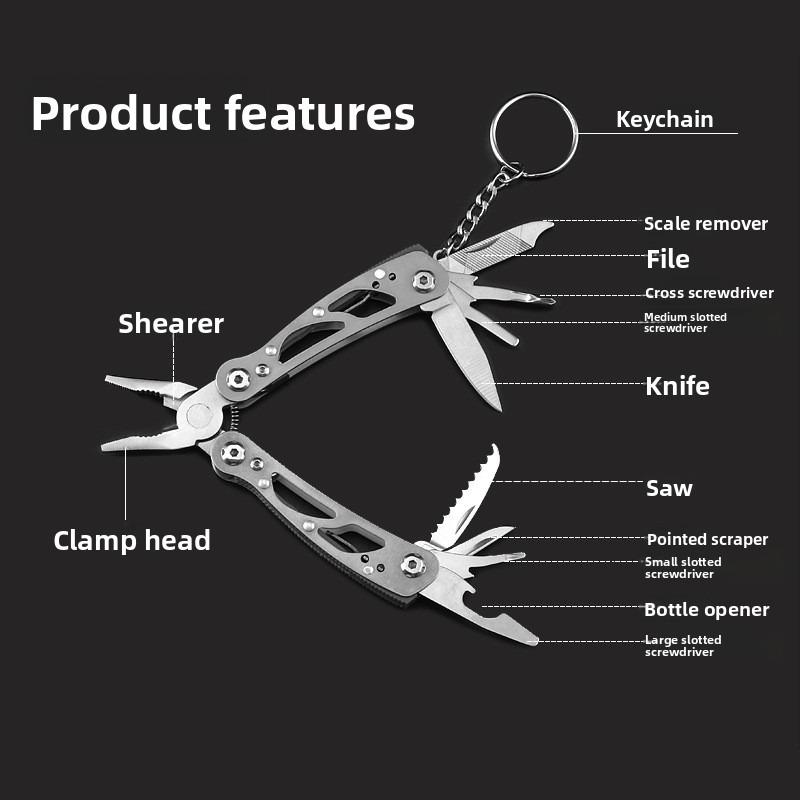 Clește tactic de buzunar pliabil multifuncțional, mini portabil, pliabil, pentru vânătoare în aer liber, supraviețuire, salvare, instrument de reparare multifuncțional