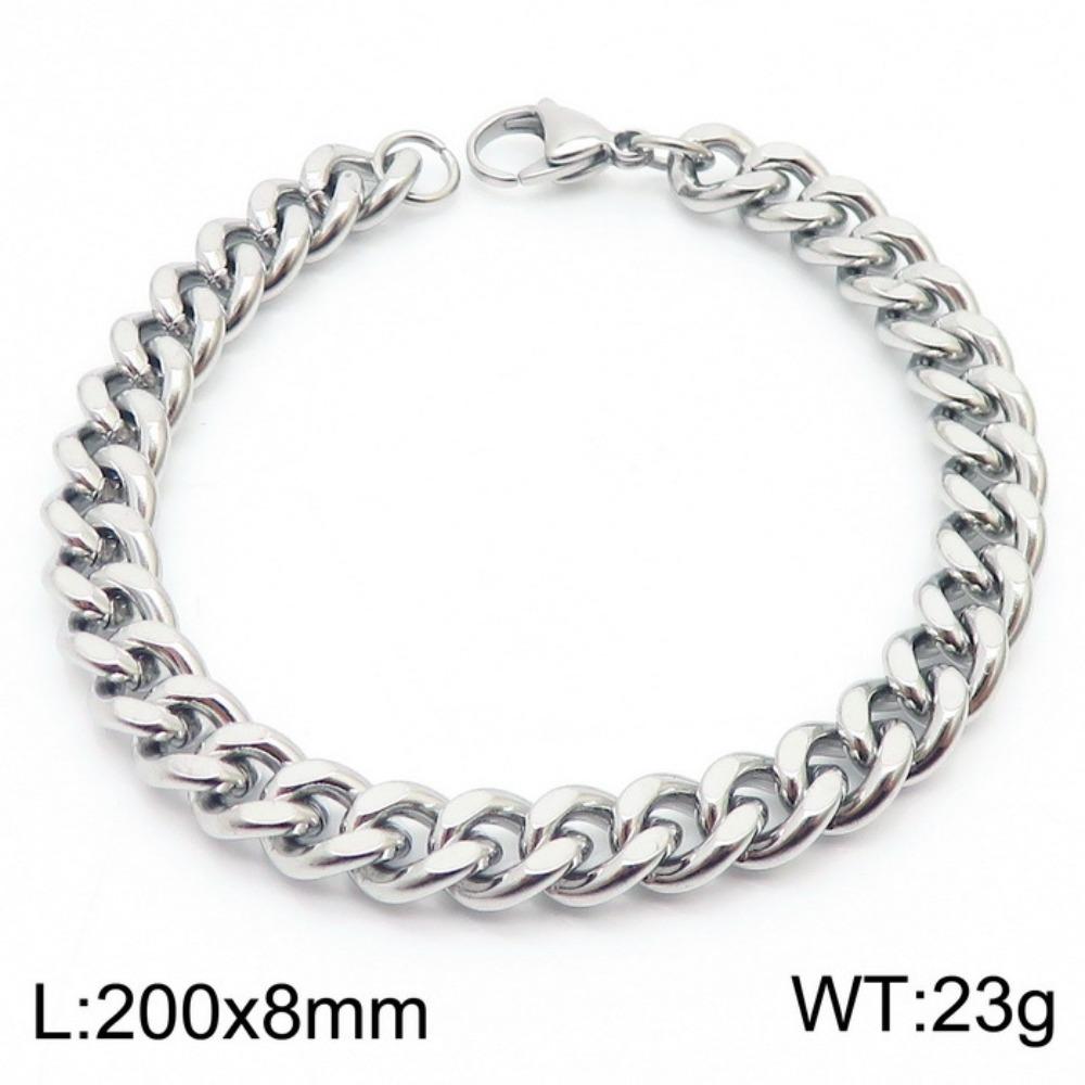 Jewelry Side Flat Chain Stainless Steel Chain, Simple Titanium Steel Men's Trend Hip-hop Bracelet Accessories