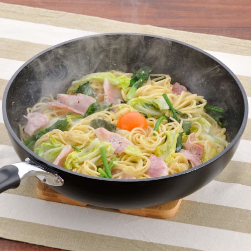 Wahei Freize Deep Frying Pan, 30cm for making plenty of food, also for boiled foods and fried rice, with back print, for gas fire use only