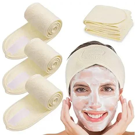 3pcs Spa Headband Hairband Sports Sweat Head Wrap Towel Hair Wraps Non-slip Stretchable Washable for Women Makeup Face Wash
