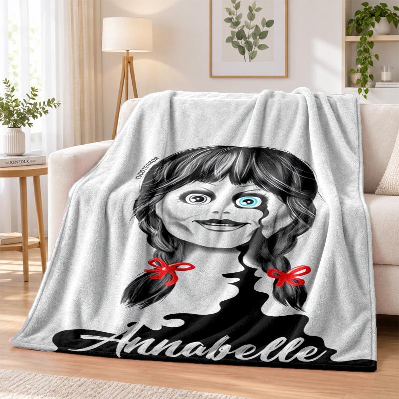 The Conjuring Annabelle Flannel Throw Blanket Soft Warm Cozy For Sofa Bed Indoor Home Bedroom Use