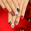 24 Stück Weihnachtskleidung Rüstung Schneeflocke Liebe Schneemann Maniküre Kurze Mandel Schleife Europäisch und Amerikanisch Lange Nagelstücke