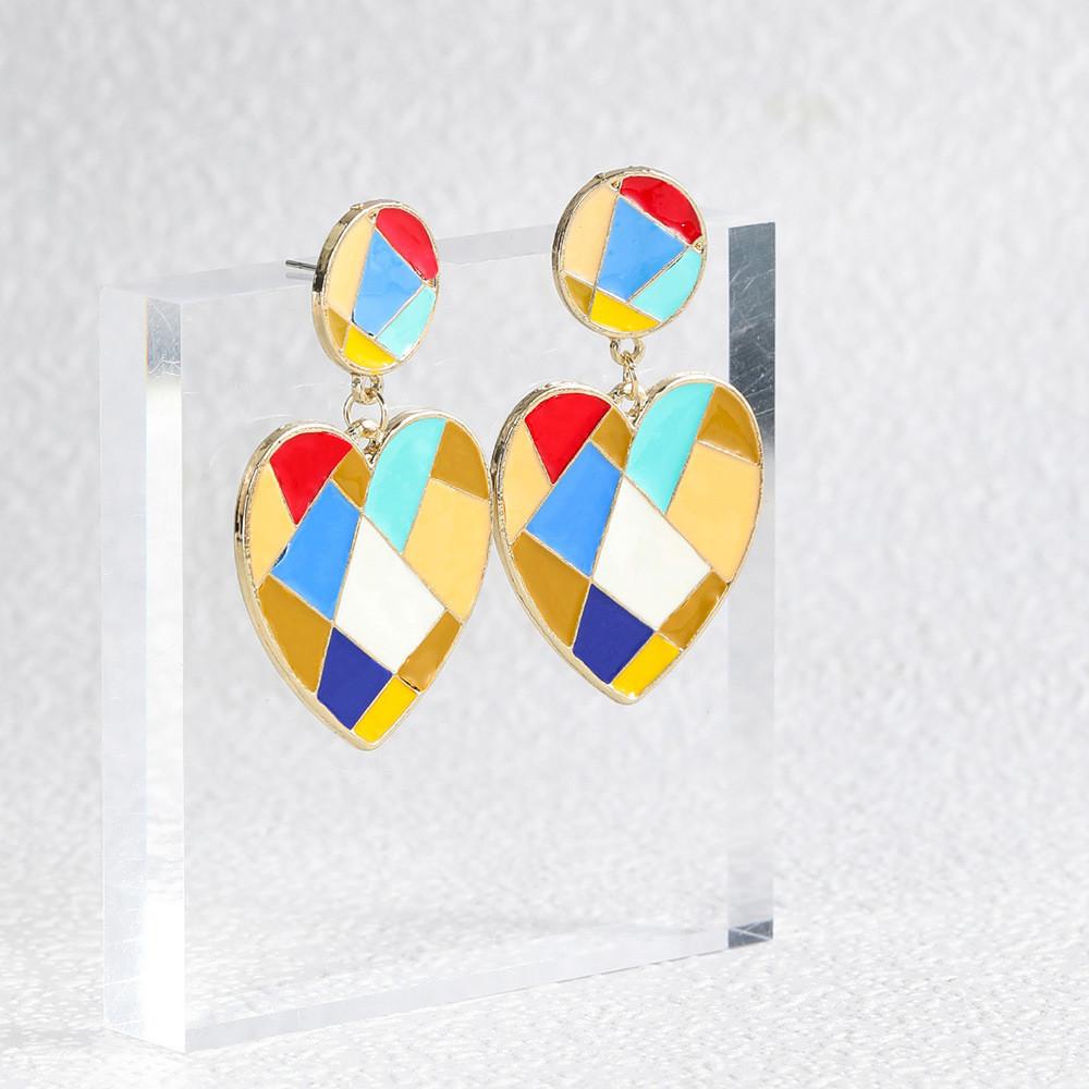Trendy Alloy Heart-shaped Earrings Colorful Fashionable Elegant Jewelry