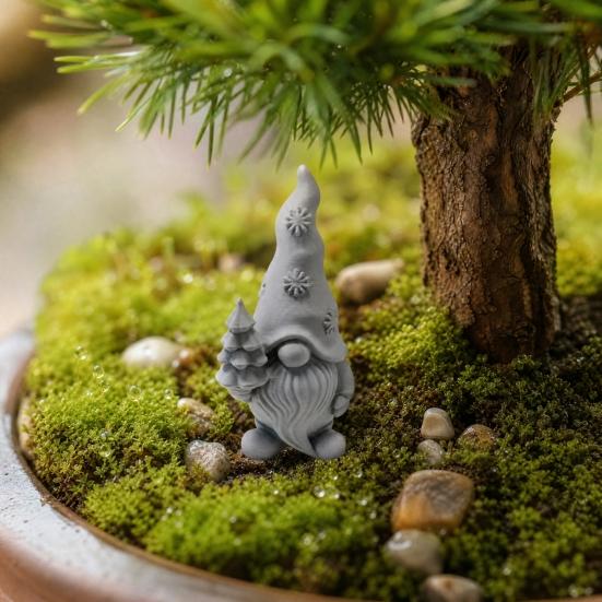 Flower Gnome Figurine, 3D Printed Small Gnome Garden Statue, Cute Dwarf Ornament for Yard, Lawn, Patio Decor