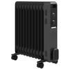 2500W Oil Filled Radiator, 11 Fin, Portable Electric Heater with 3 Heat Settings, Safety Cut-Off and Wheels, Grey