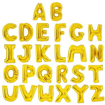 English Letter Aluminum Foil Balloons, 16 To 40-inch for Birthday & Wedding Decor