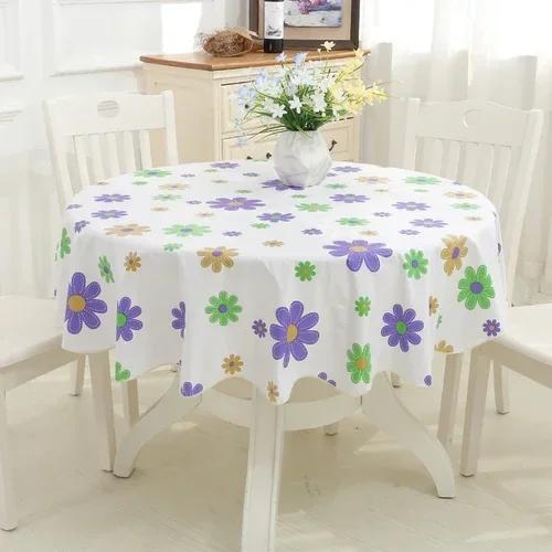 2 Meter Lace Edge Circular Coffee Table Mat PVC Circular Tablecloth Waterproof Anti Scald Anti Oil Wash Free Cloth